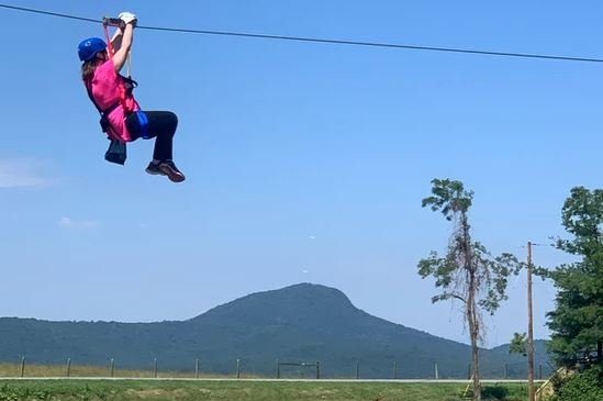 zipliner and buffalo mountain